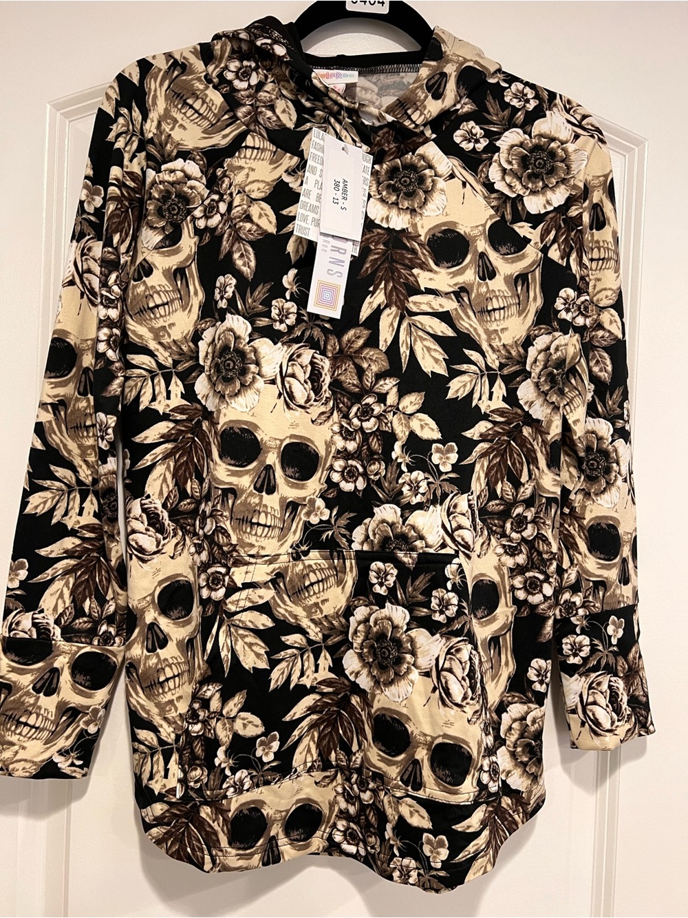 LuLaRoe Small Skull & Floral Amber Hoodie